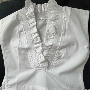 White Ruffled V-Neck Women’s Blouse Dicky NEW NEVER WORN